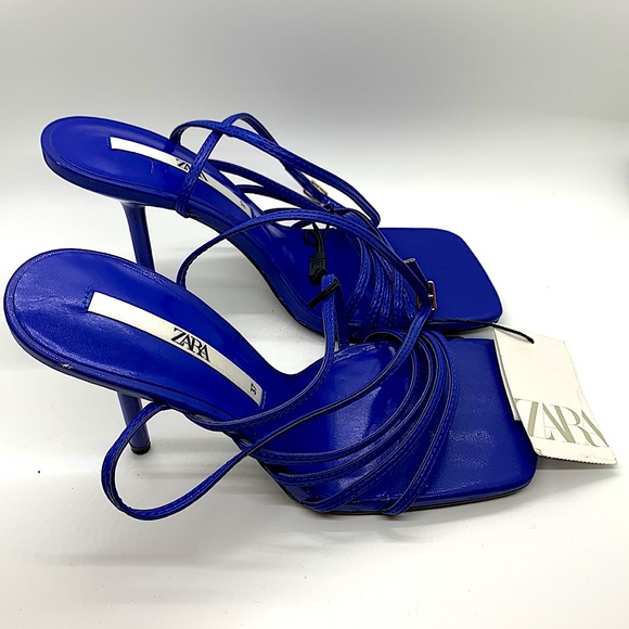 Zara NWT Sexy Royal Blue Strappy Sandal Heels Shoes **Sz 37/US Sz 6.5** 🔥🔥 - Picture 3 of 6